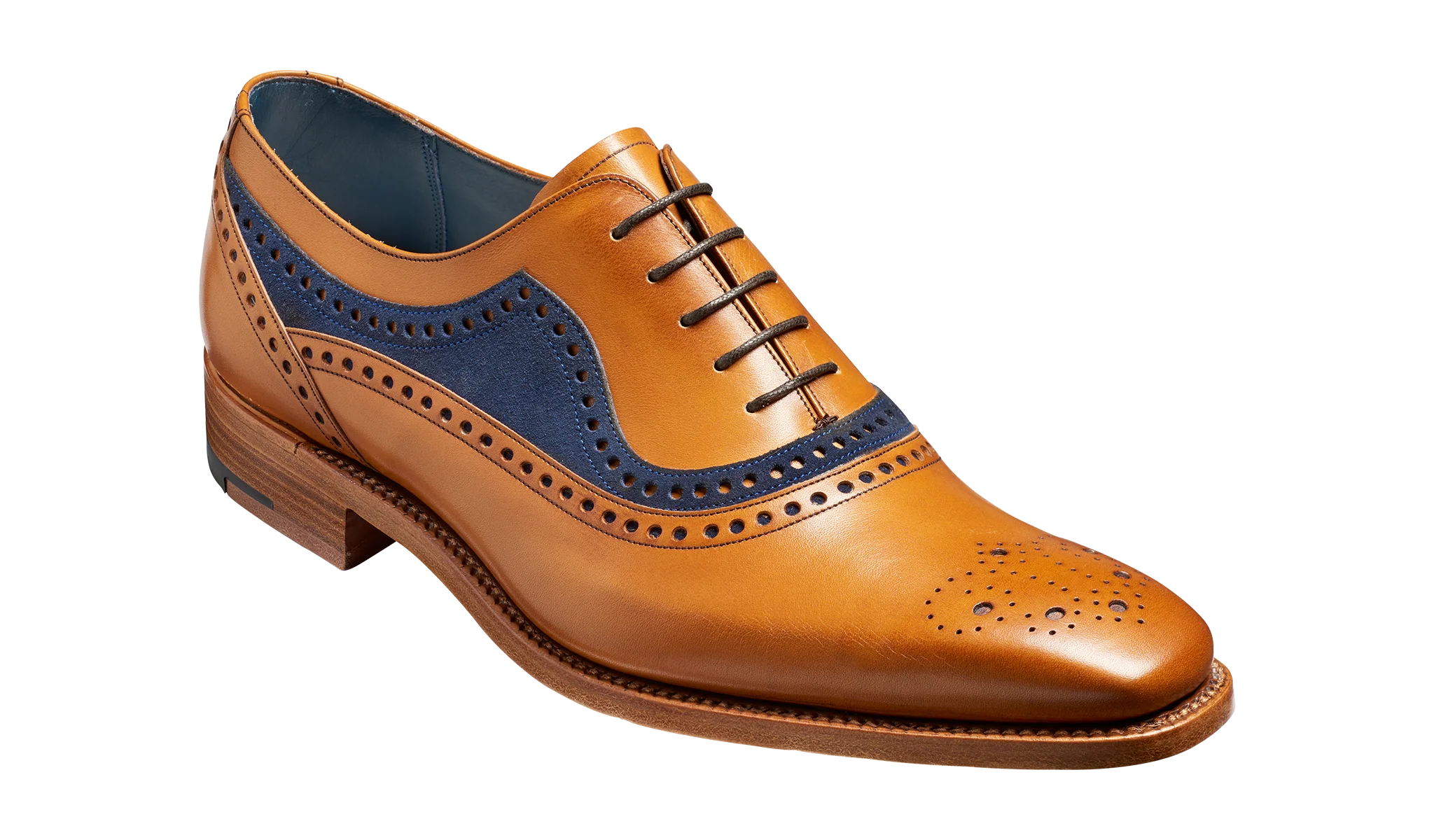 Brandon - Cedar Calf / Navy Suede - Barker Oxford Brogue