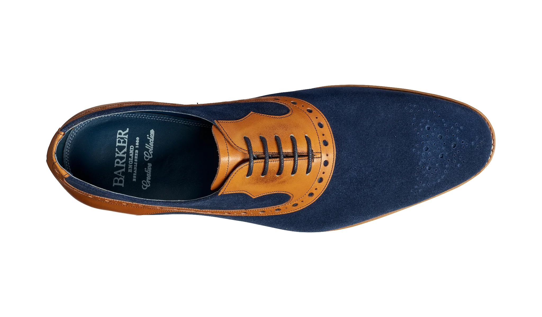 Elliot - Navy Suede / Cedar Calf Oxford Shoe - Image 3