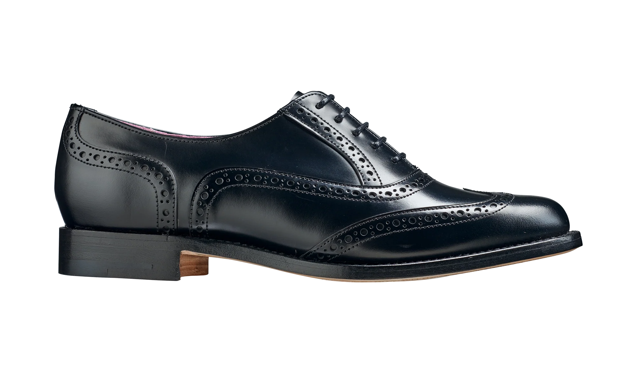 Freya - Black Hi-Shine Brogue Shoe Women - Image 2