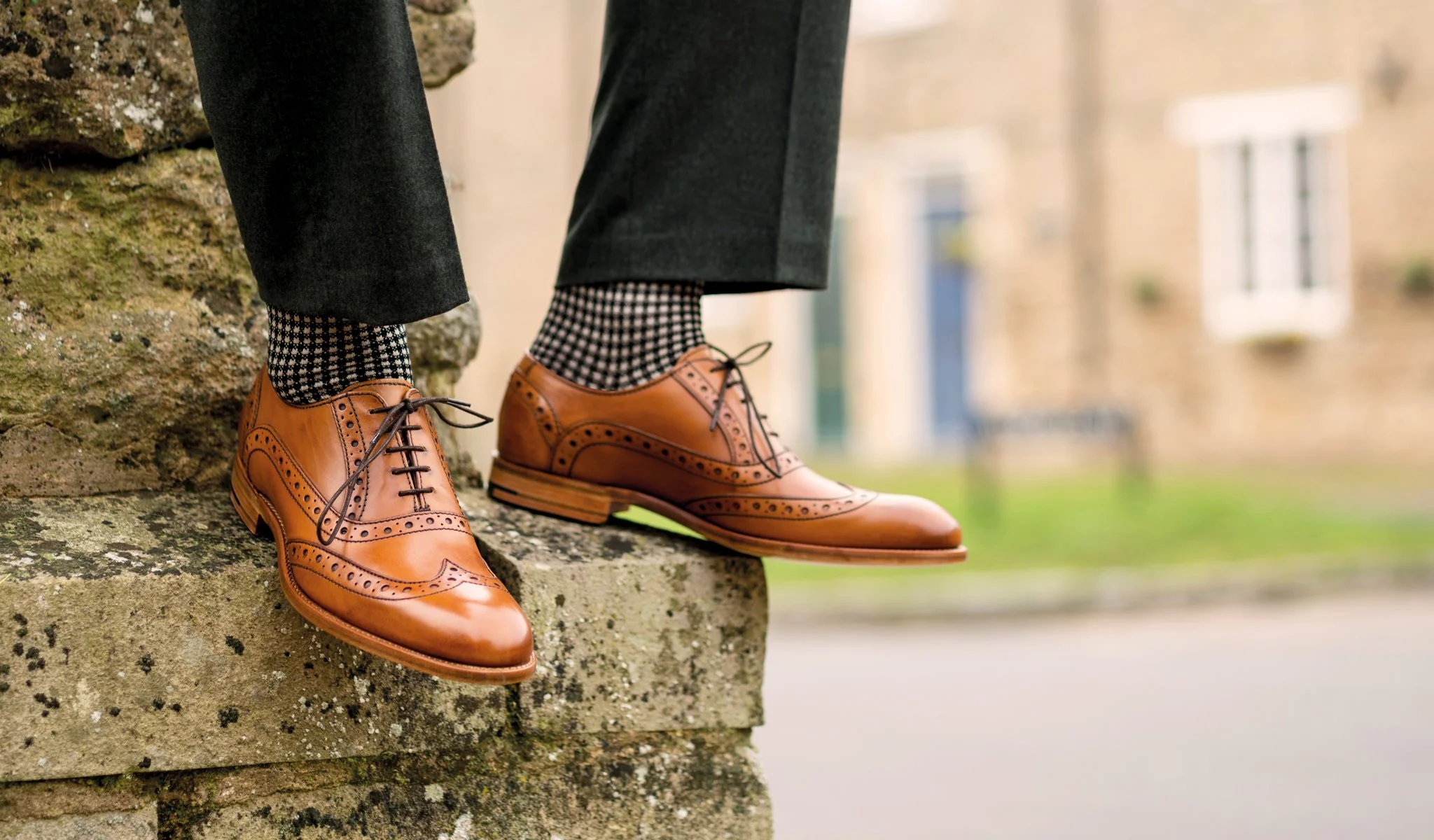 Grant - Navy / Blue Suede Brogue Shoe - Image 5