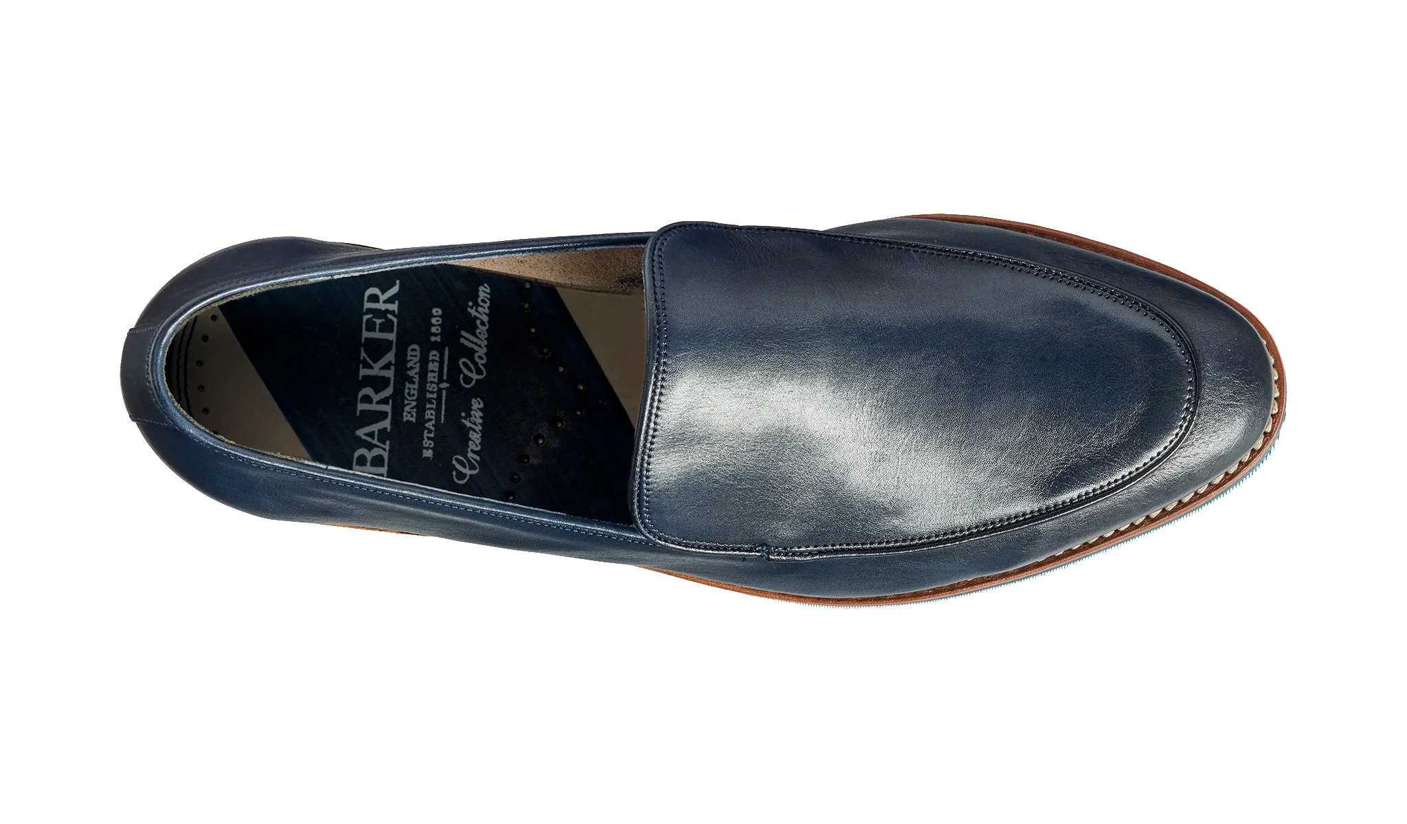 Toledo - Navy Hand Painted Rubber Sole Loafer Shoe - Image 3